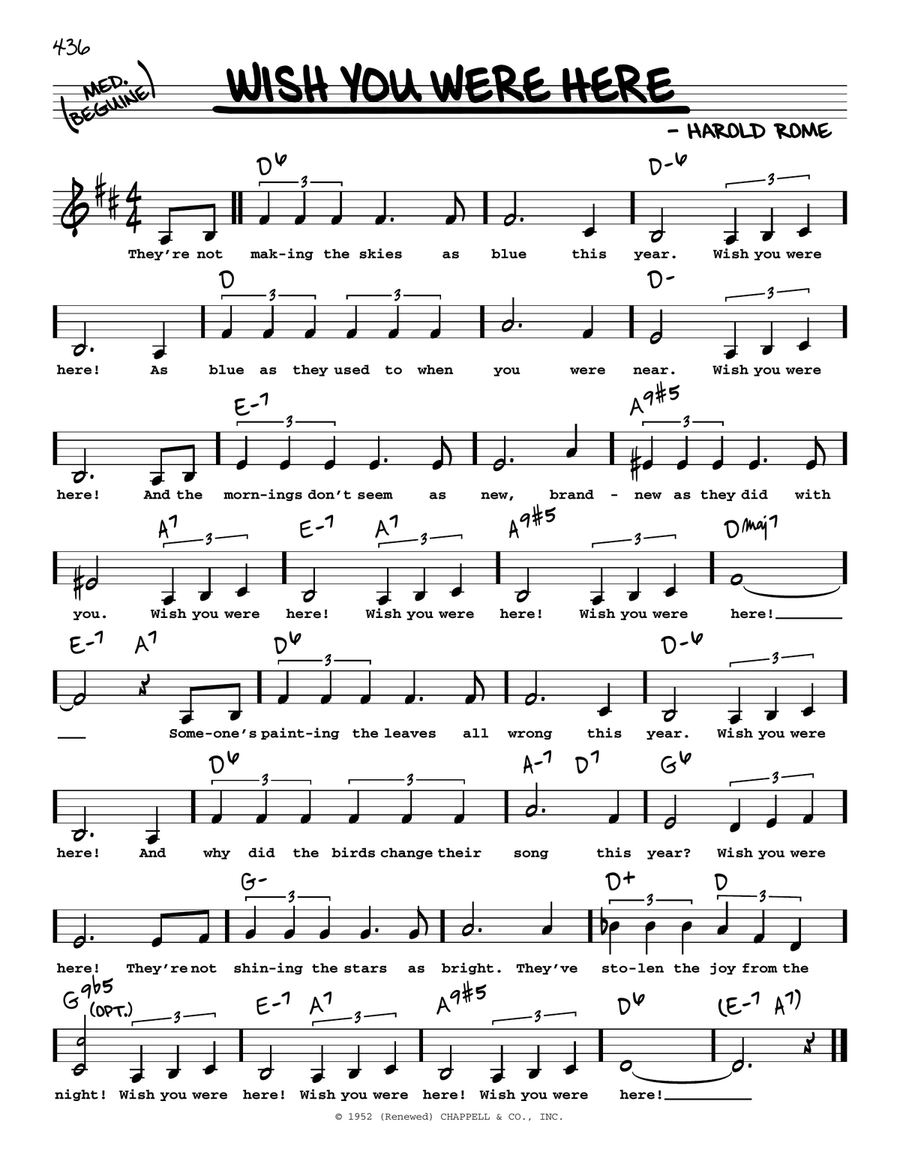 Wish You Were Here (Low Voice) Low Voice scores gallery preview page 1