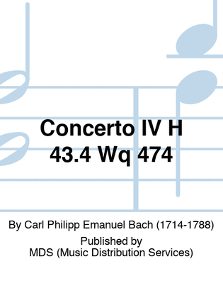 Book cover for Concerto IV H 43.4 Wq 474