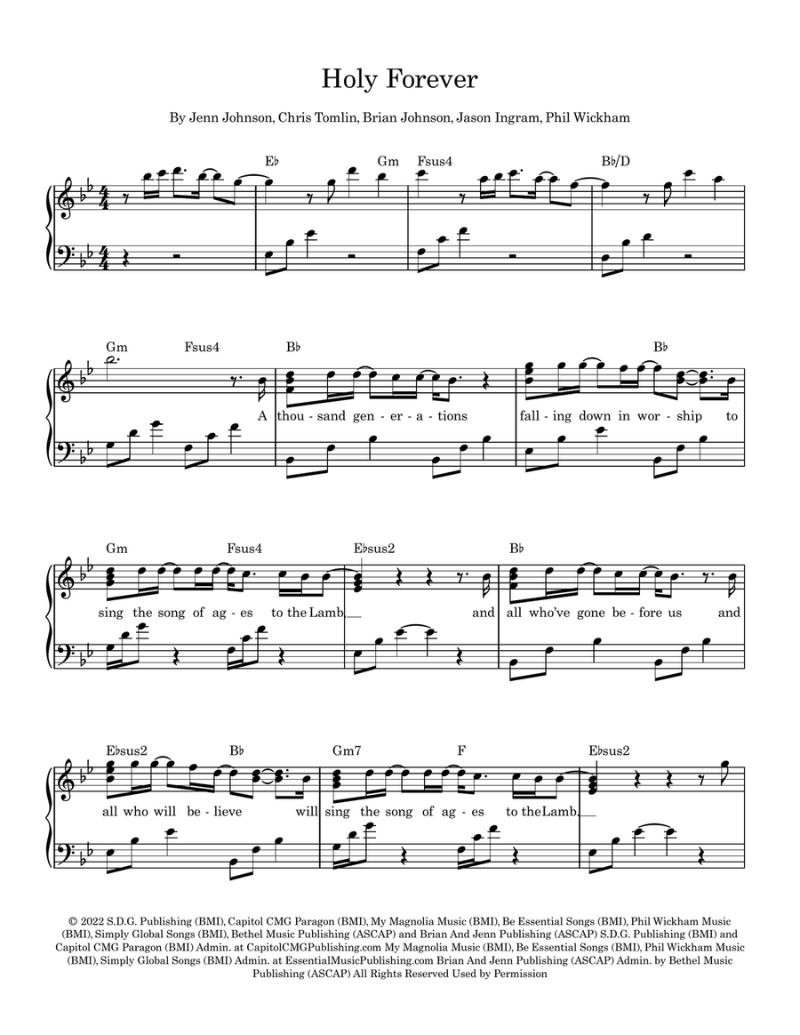 Holy Forever Piano Solo scores gallery preview page 1