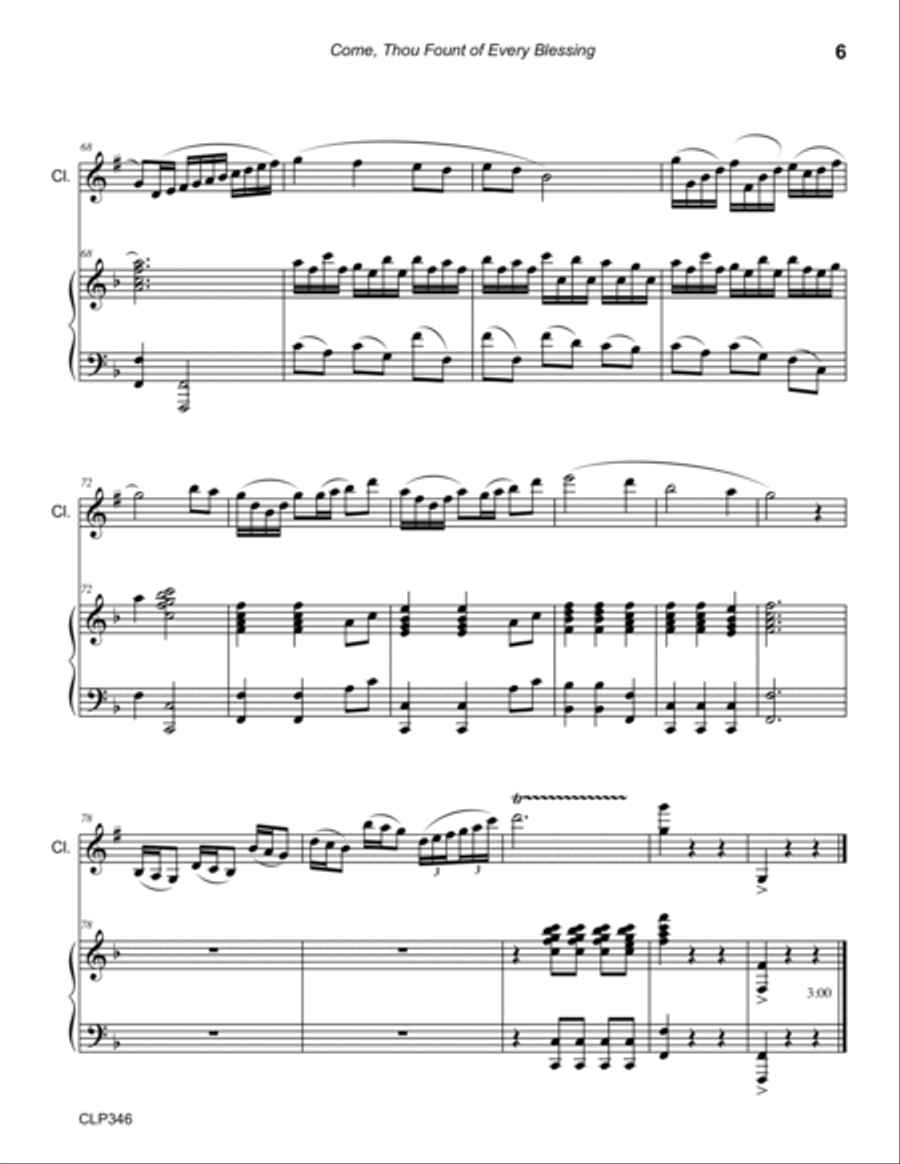 COME THOU FOUNT OF EVERY BLESSING - CLARINET SOLO with Piano Accompaniment Clarinet Solo scores gallery preview page 6