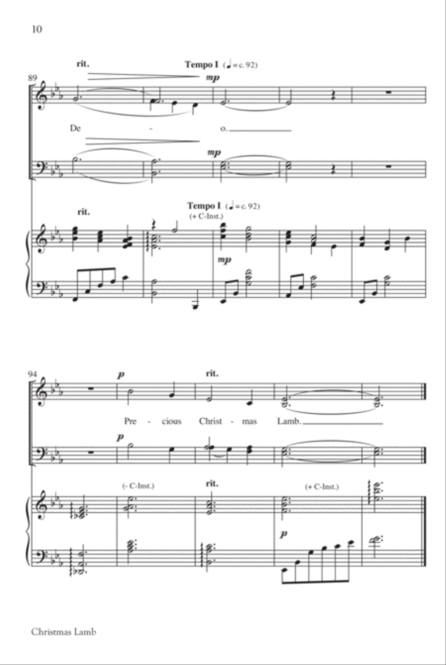 Christmas Lamb - SATB w/opt. C Instrument (included) 4-Part scores gallery preview page 10