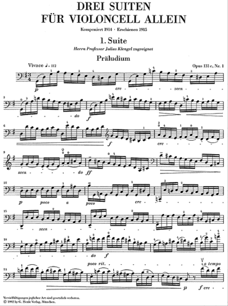 3 Suites for Violoncello Solo Op. 131c