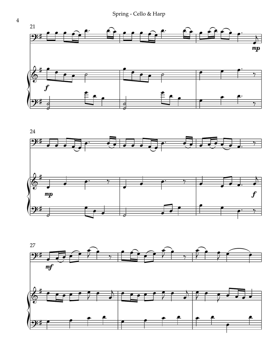Spring (La Primavera), Duet for Cello & Harp