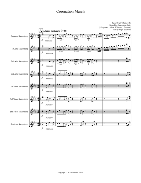 Coronation March (Db) (Saxophone Octet - 1 Sop, 3 Alto, 3 Tenor, 1 Bari)