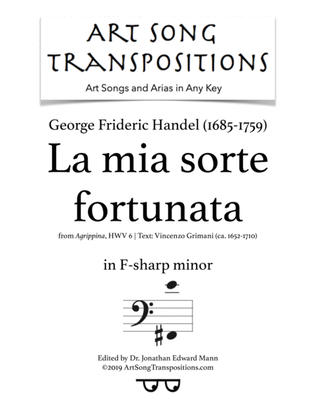 Book cover for HANDEL: La mia sorte fortunata (transposed to F-sharp minor)