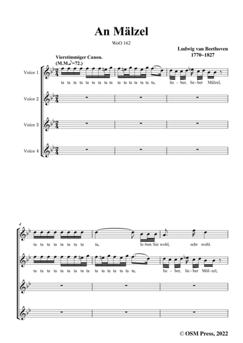 Beethoven-An Malzel(Ta ta ta,lieber Malzel),WoO 162,in B flat Major,for four Voices