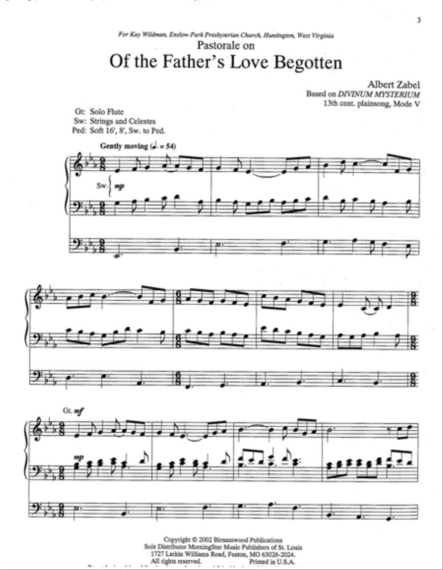 Pastorale on Of the Father's Love Begotten Organ scores gallery preview page 2
