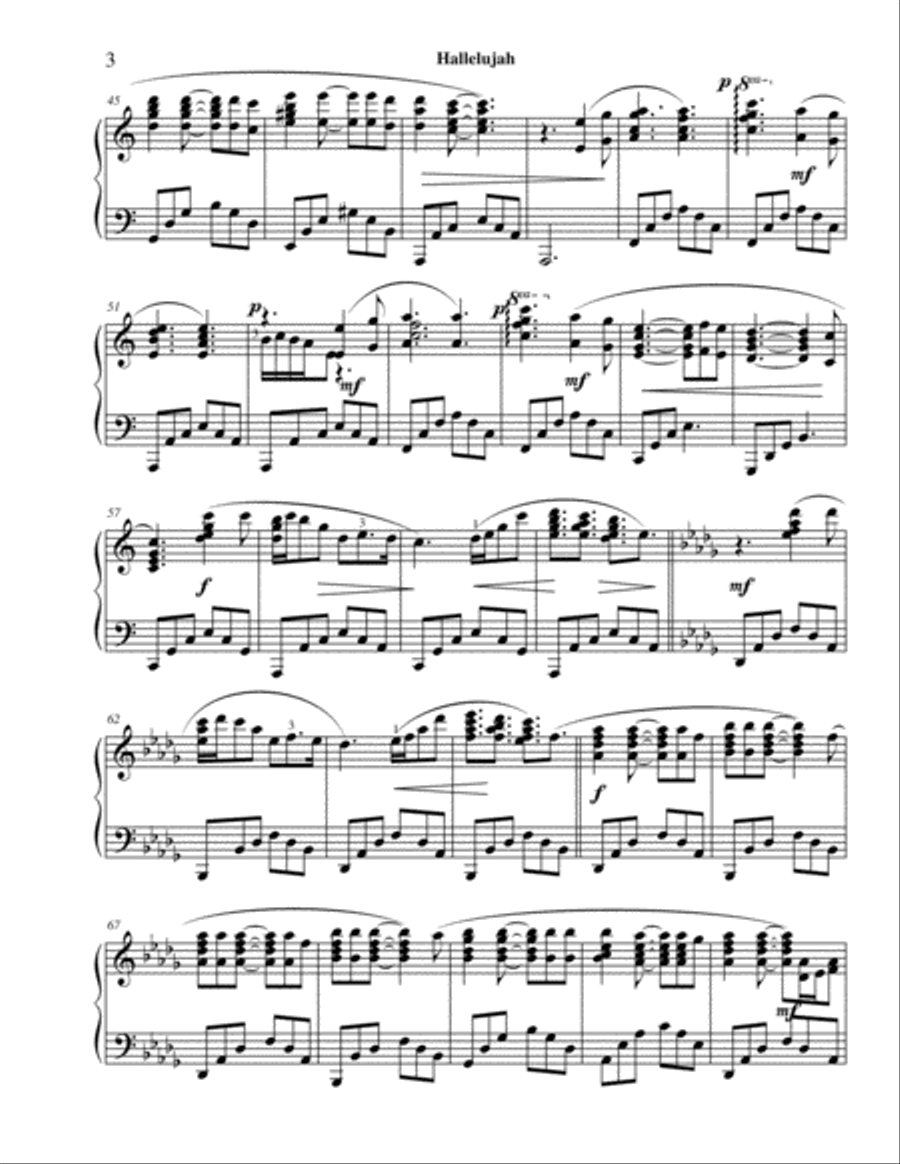 Hallelujah Piano Solo scores gallery preview page 4