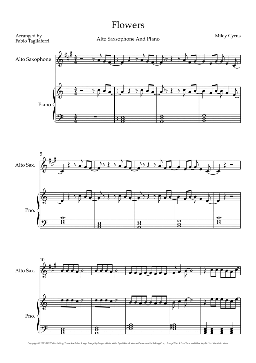 Flowers Alto Saxophone scores gallery preview page 1