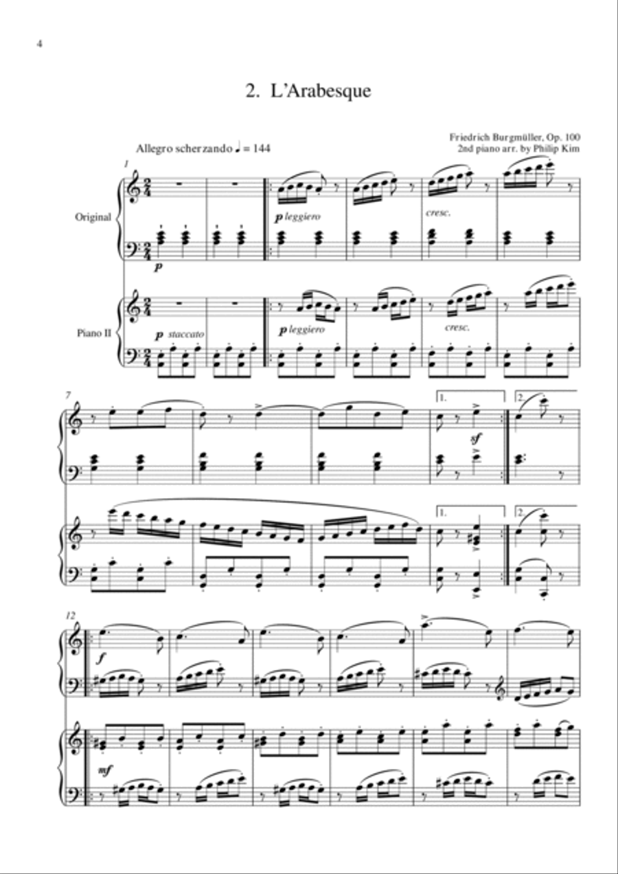 25 Easy and Progressive Studies Opus 100 for 2 pianos (Complete) by Friedrich Burgmüller Piano Method scores gallery preview page 5