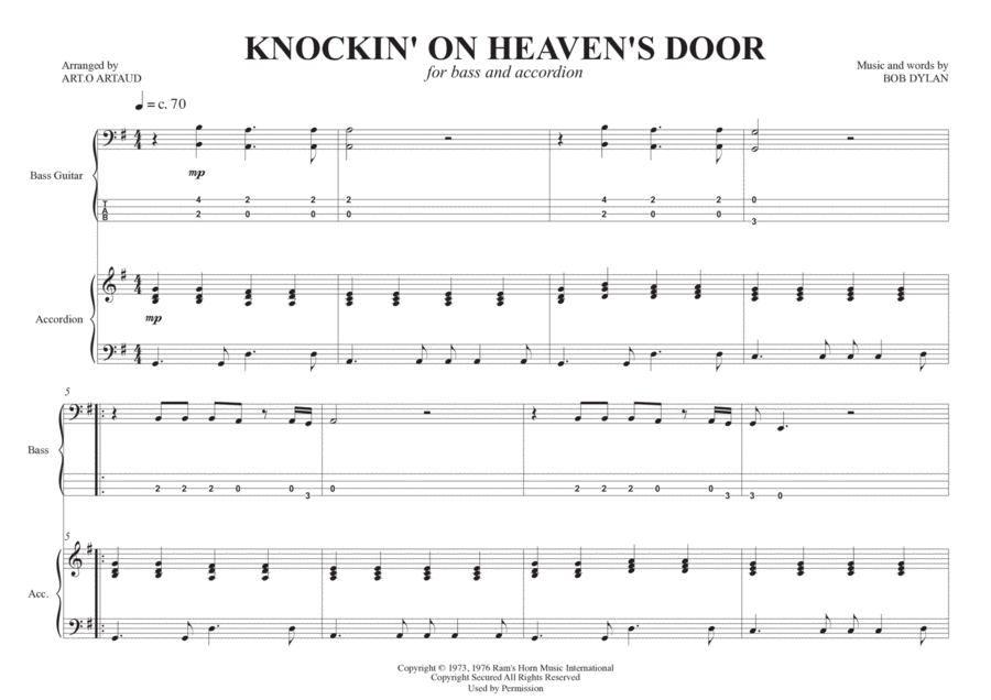 Knockin' On Heaven's Door String Duet scores gallery preview page 1