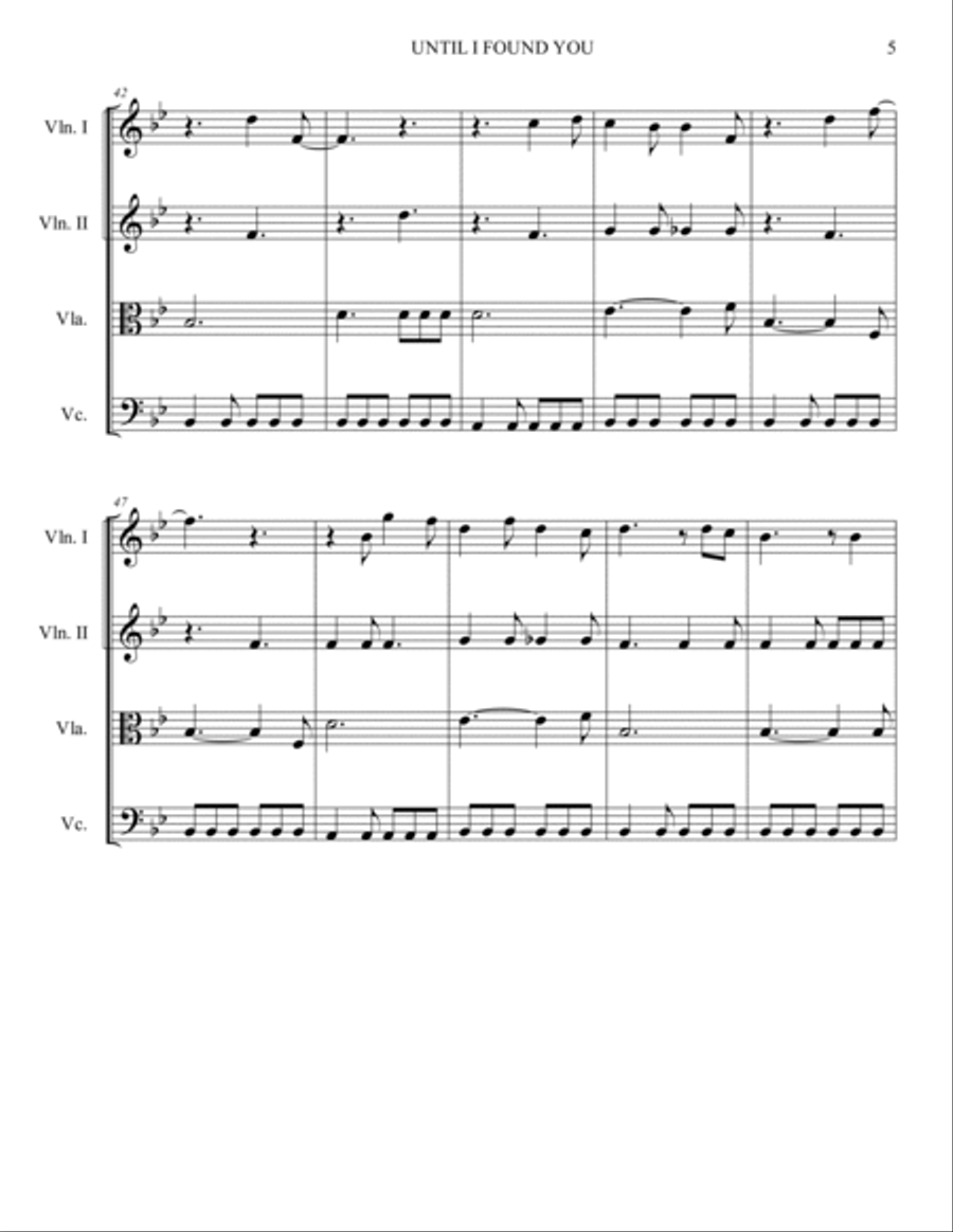 Until I Found You String Quartet scores gallery preview page 5