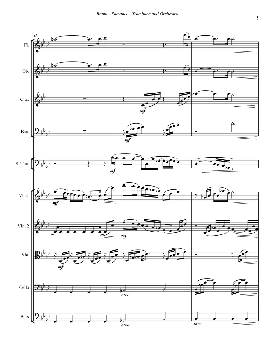Romance for Trombone Solo and Orchestra Full Orchestra scores gallery preview page 5