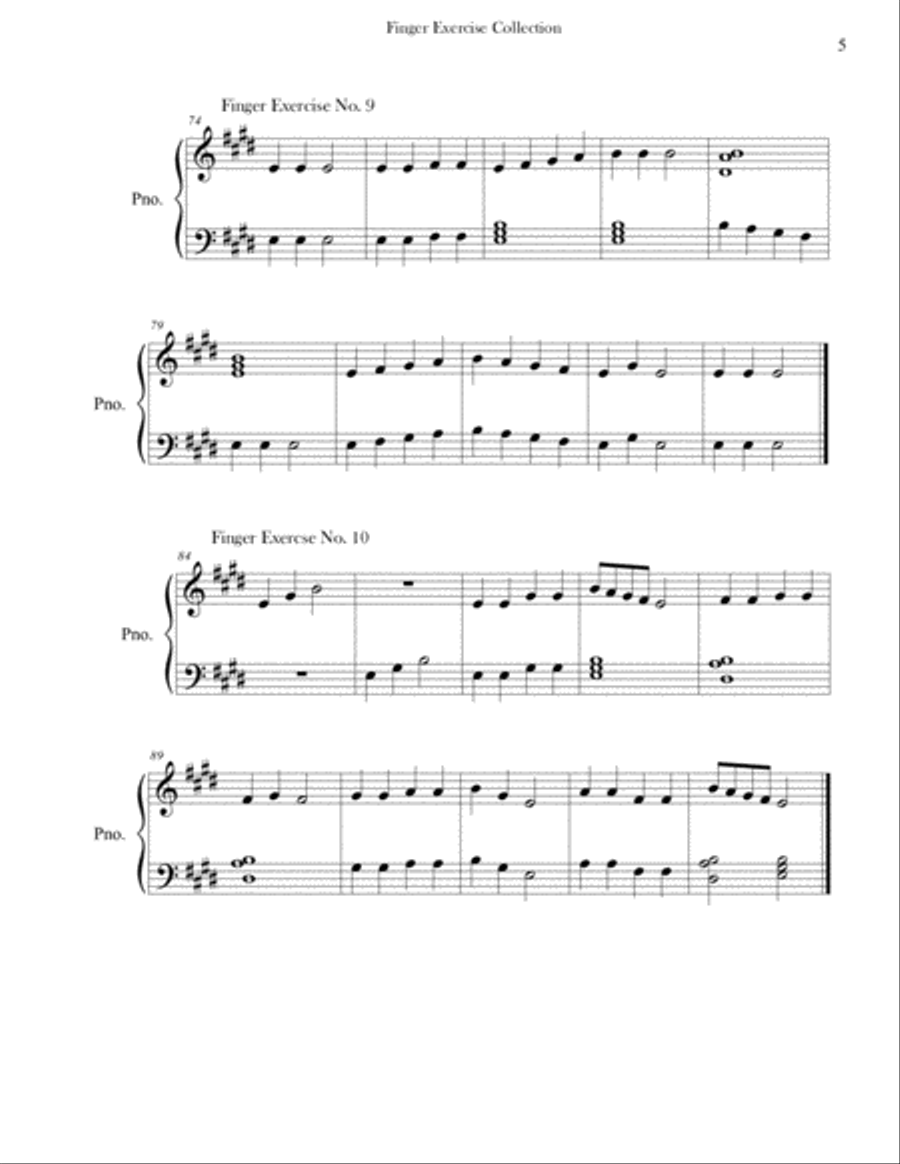 Finger Exercise Collection (24 exercises in E major) Piano Method scores gallery preview page 5