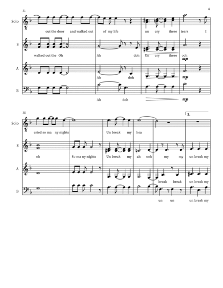Un Break My Heart 4-Part scores gallery preview page 4