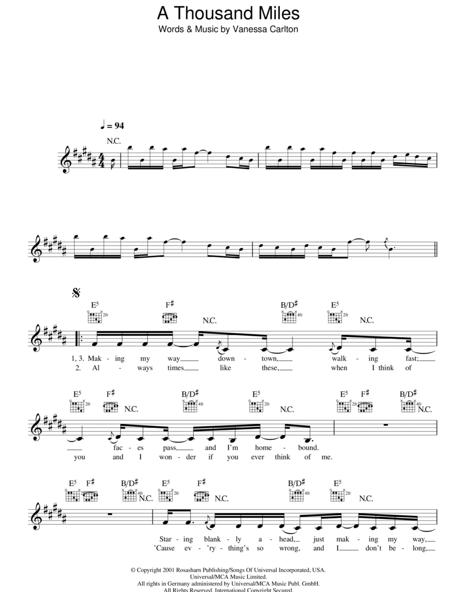 A Thousand Miles A Thousand Miles Piano scores gallery preview page 1