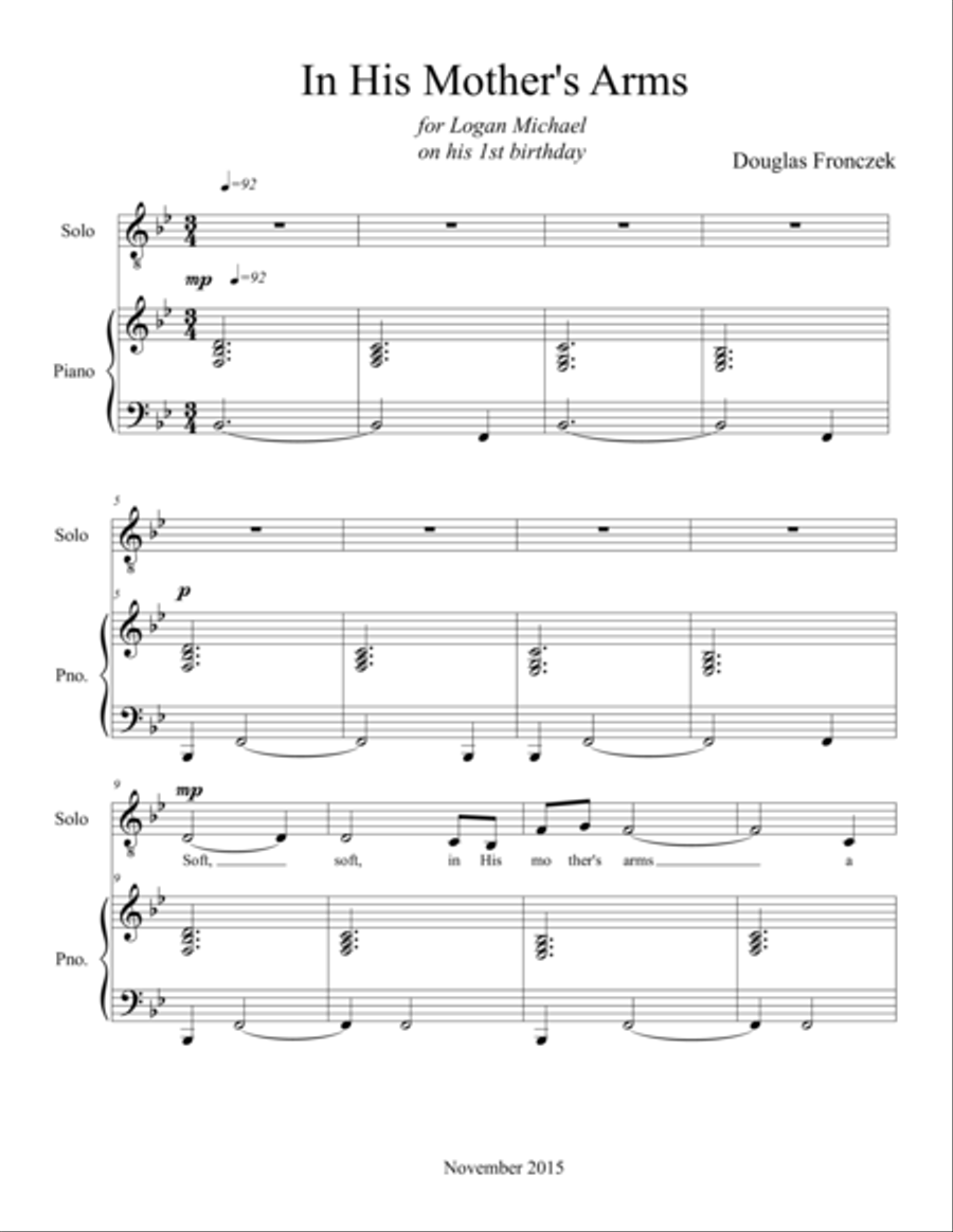 In His Mother's Arms Voice scores gallery preview page 1