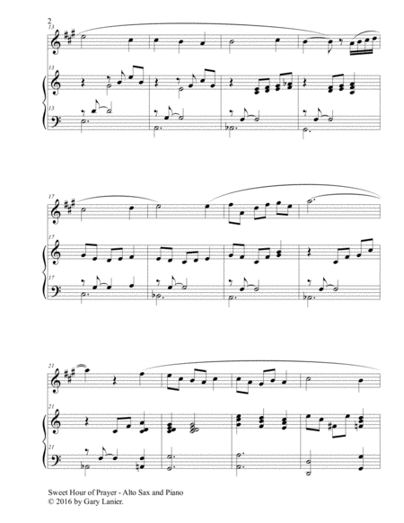 SWEET HOUR OF PRAYER (Duet – Alto Sax & Piano with Score/Part) image number null