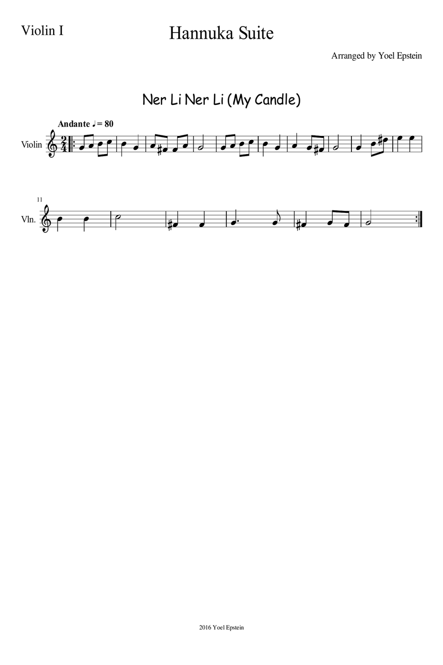 Ner Li Ner Li (My candle) Hanukka song for string quartet String Quartet scores gallery preview page 4