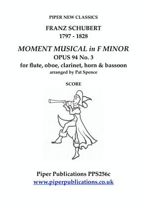 SCHIUBERT MOMENT MUSICAL Opus 94 No. 3 for woodwind quintet