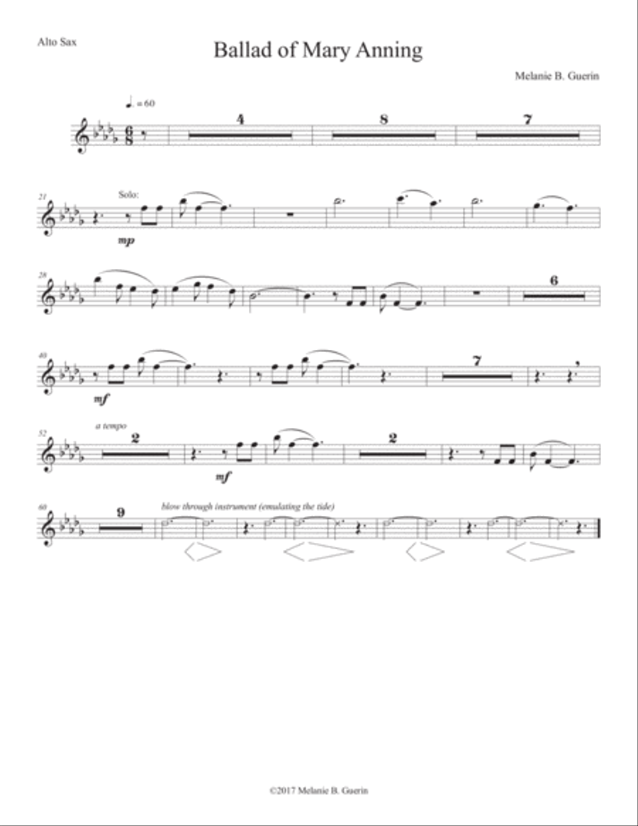 Ballad of Mary Anning- alto saxophone Alto Saxophone scores gallery preview page 1