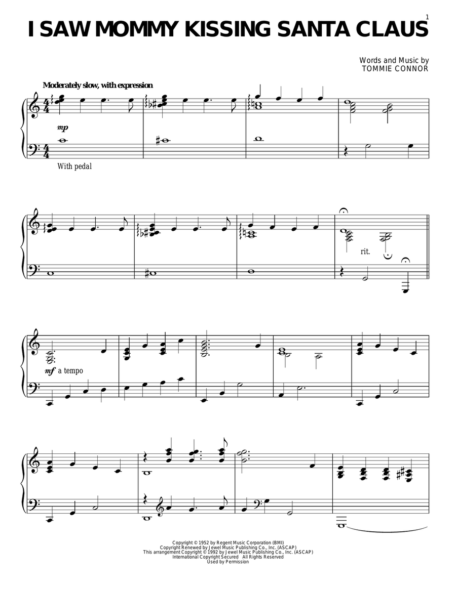I Saw Mommy Kissing Santa Claus Piano Solo scores gallery preview page 1