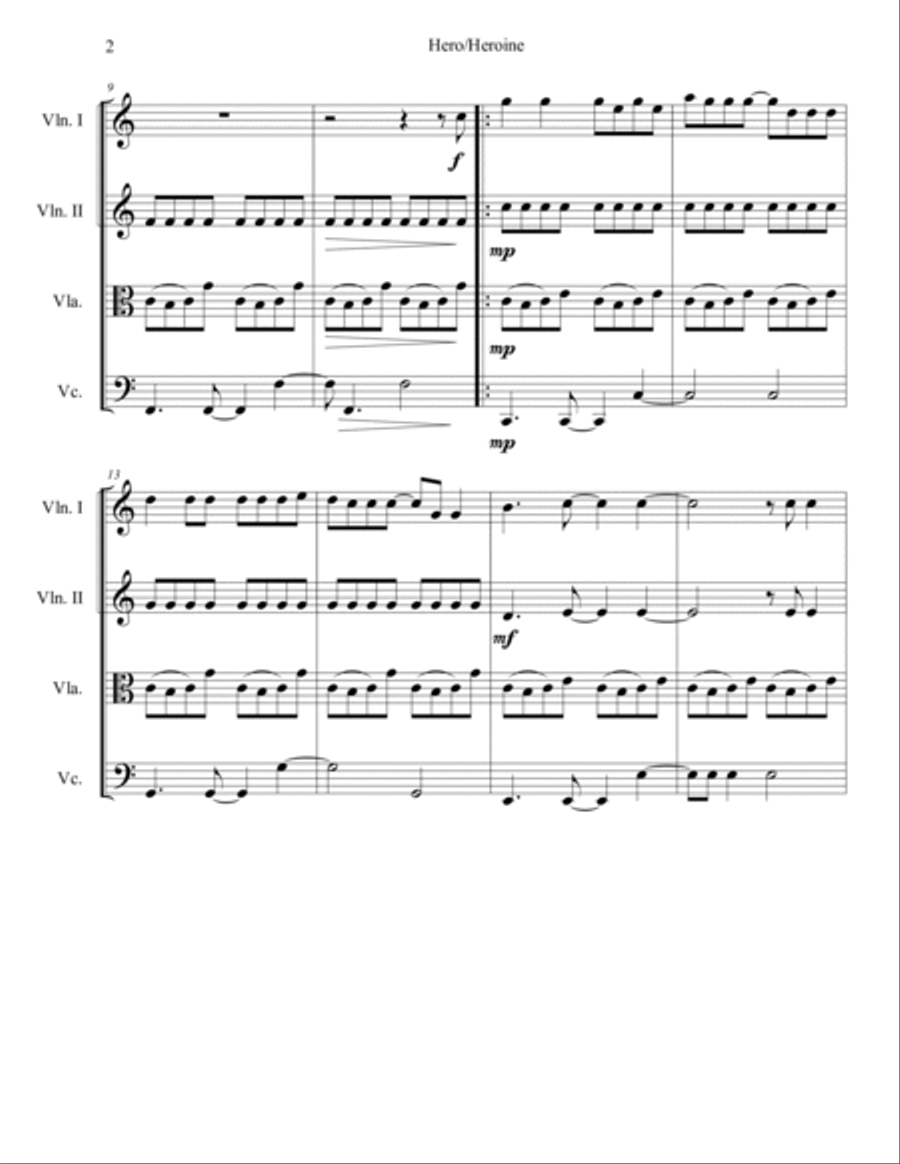 Hero/heroine String Quartet scores gallery preview page 3