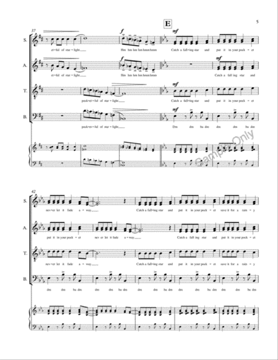 Catch A Falling Star 4-Part scores gallery preview page 5
