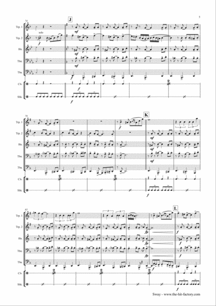 Sway (Quien Sera) Euphonium scores gallery preview page 5