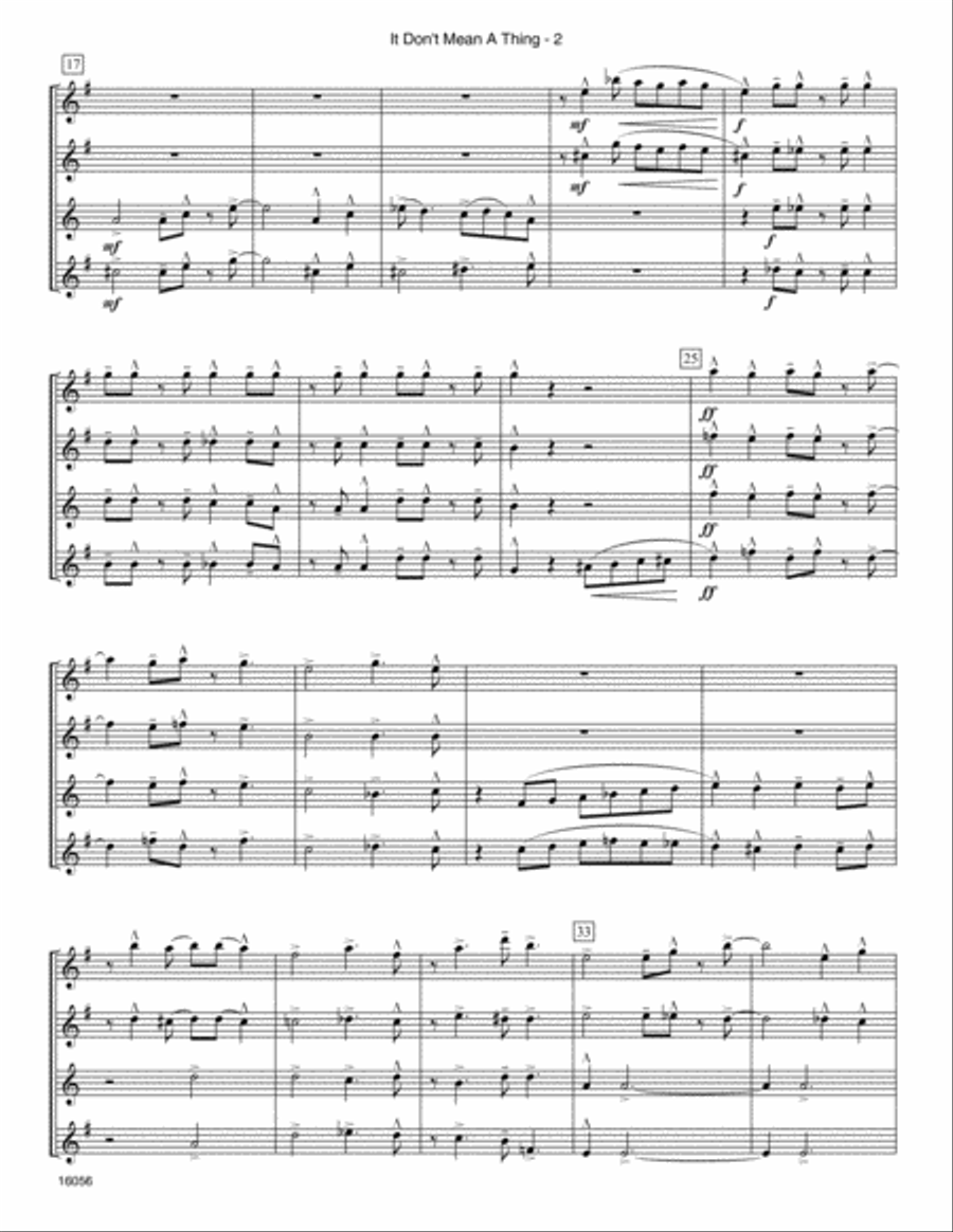 It Don't Mean A Thing (If It Ain't Got That Swing) Saxophone Quartet scores gallery preview page 5