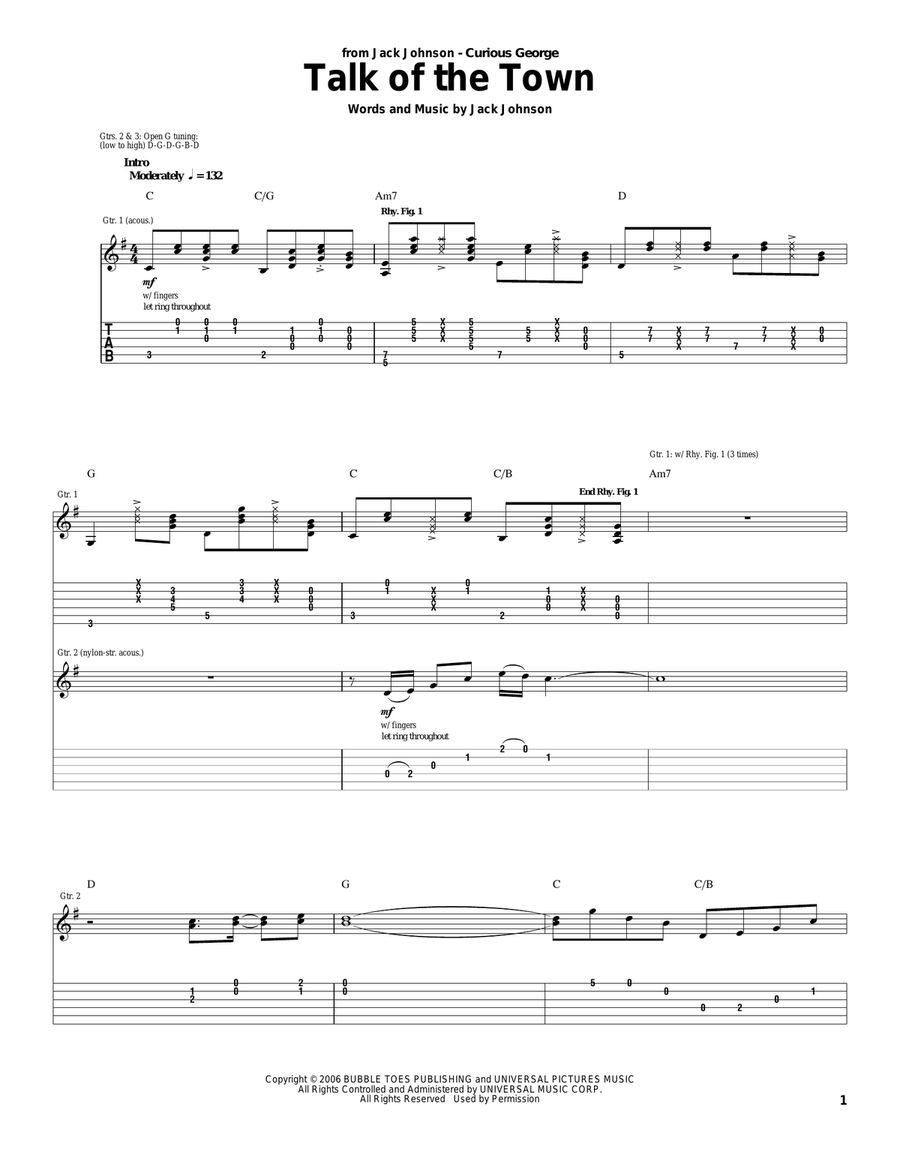 Talk Of The Town Acoustic Guitar scores gallery preview page 1