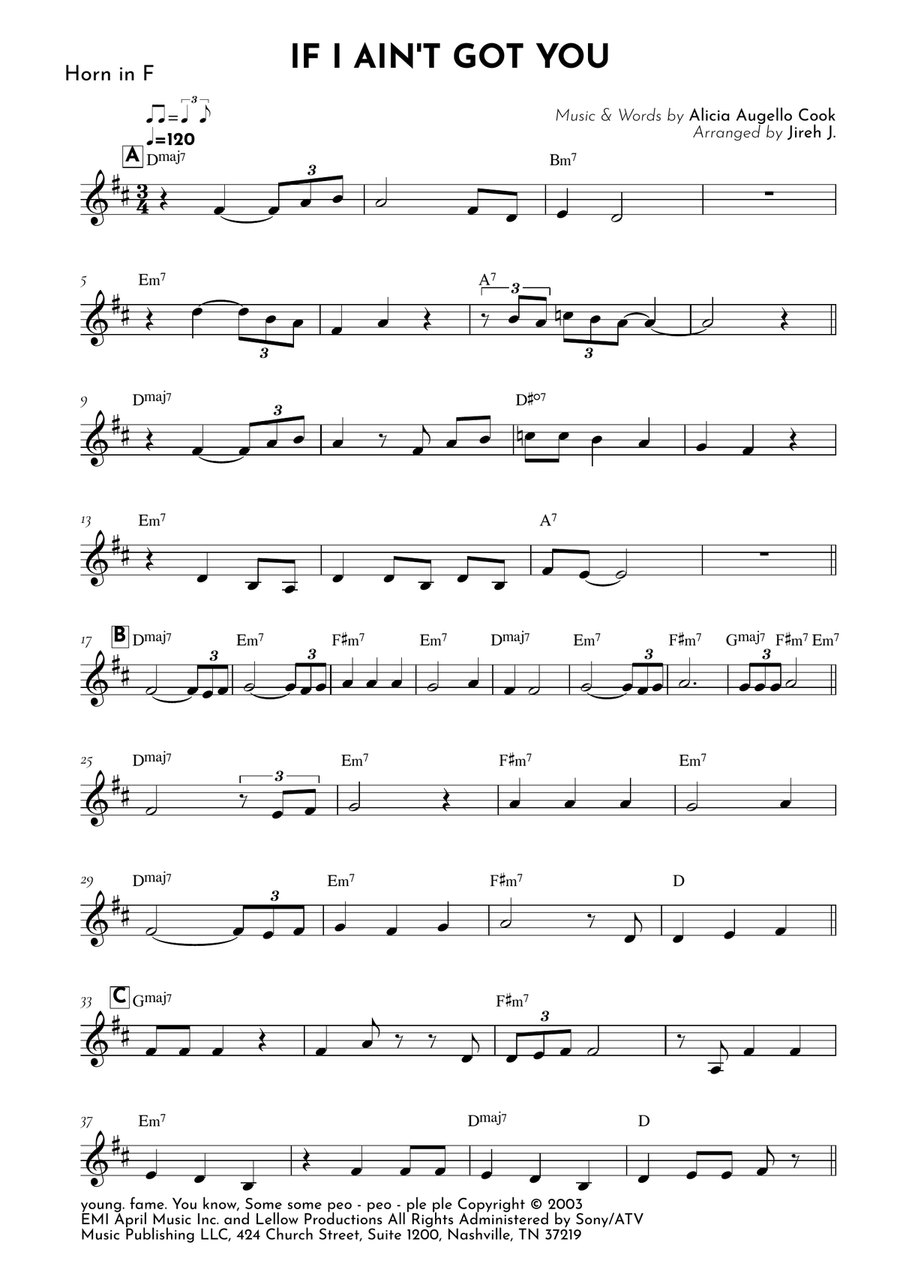 If I Ain't Got You Horn Solo scores gallery preview page 2