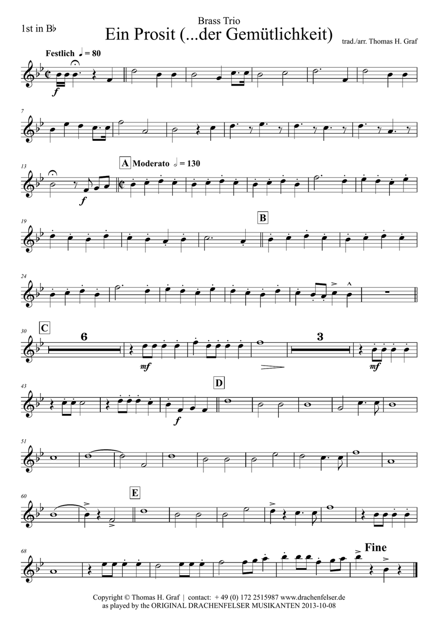 Ein Prosit - German Folk Song - Oktoberfest - Brass Trio Brass Trio scores gallery preview page 3