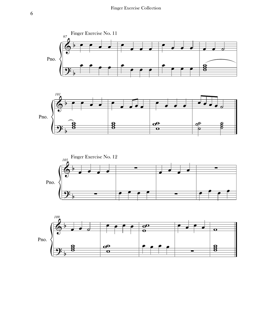 Finger Exercise Collection (24 exercises in F major) Piano Method scores gallery preview page 6