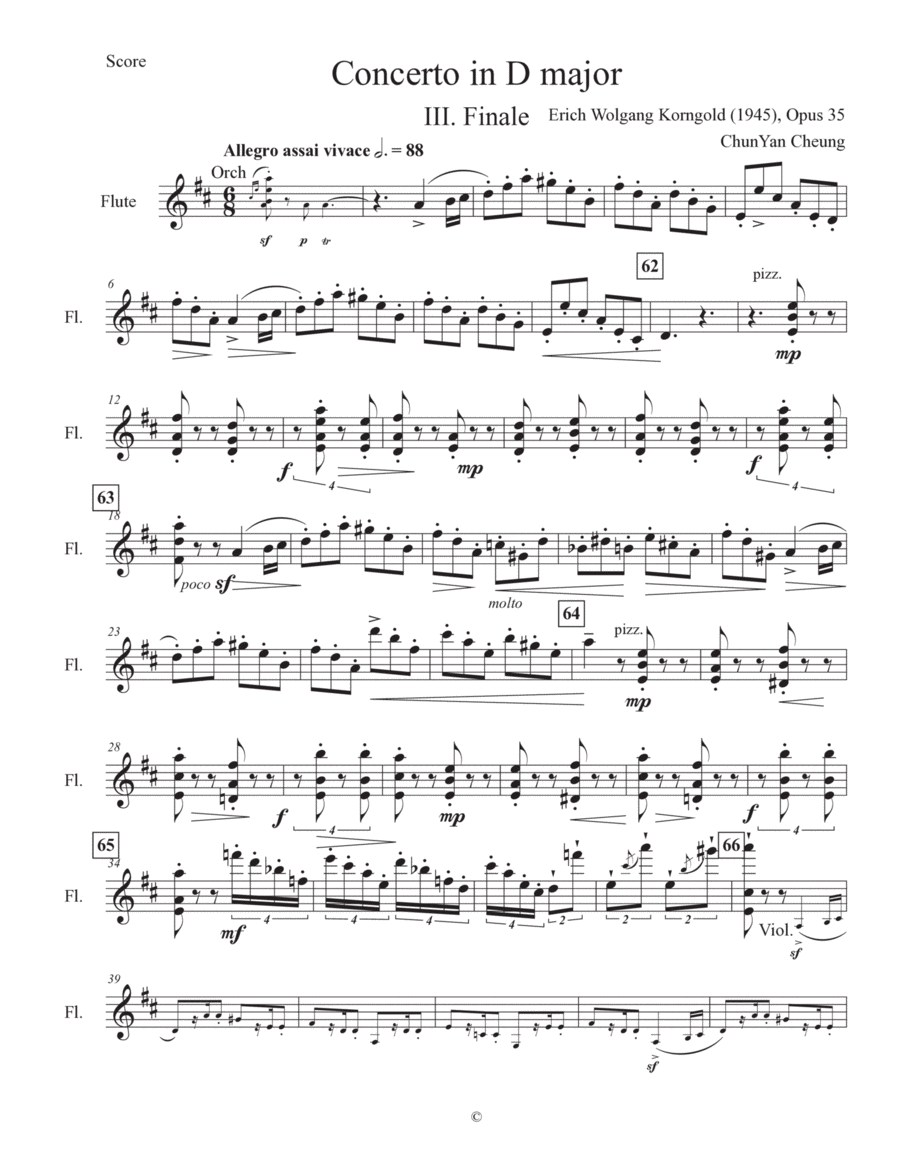 III. Allegro assai vivace in Violin Concerto in D major, Op.35 Flute Solo scores gallery preview page 1