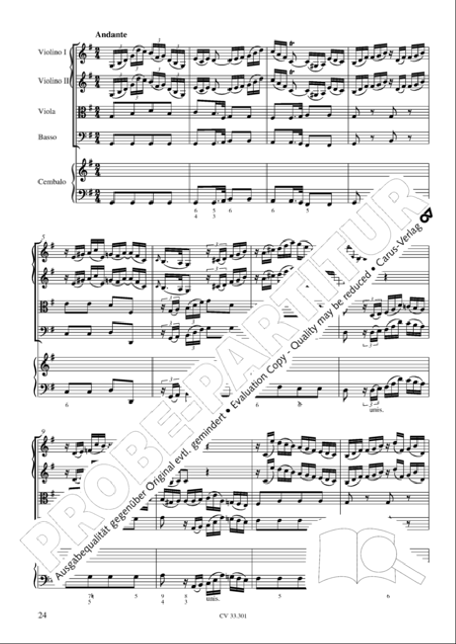 Concerto per il Cembalo in D Cello scores gallery preview page 25