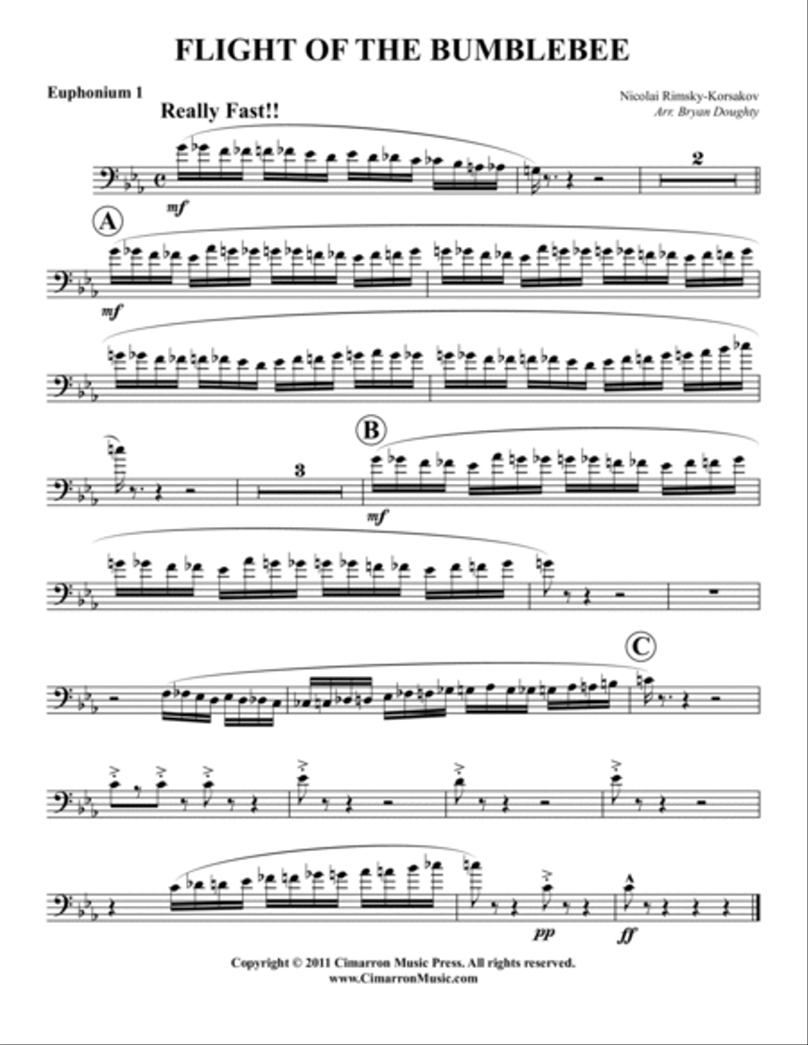 Flight of the Bumblebee Euphonium Quartet scores gallery preview page 4