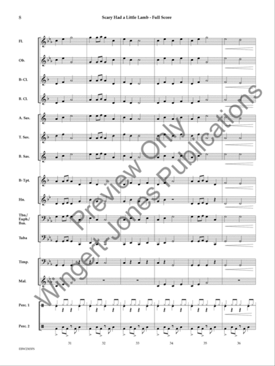 Scary Had a Little Lamb (Score) Concert Band scores gallery preview page 9