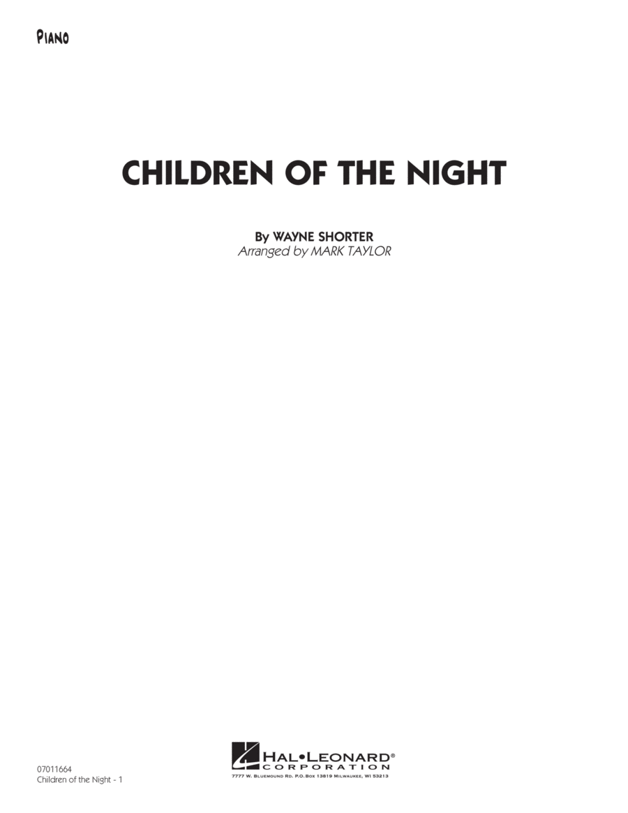 Children of the Night - Piano Piano scores gallery preview page 1