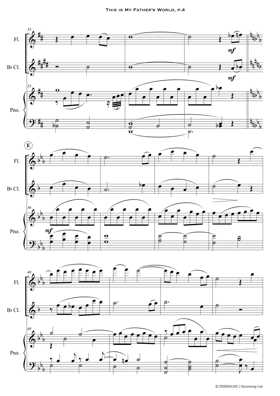 This is My Father's World - for Flute, Clarinet, Piano Woodwind Ensemble scores gallery preview page 6