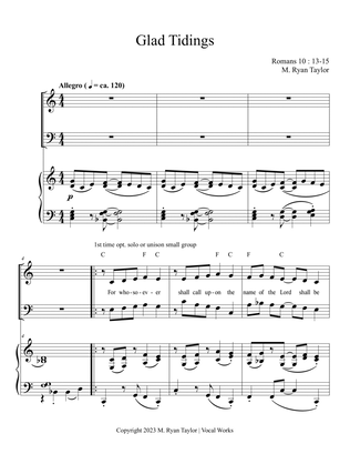 Glad Tidings (Romans 10:13-15) for SATB Choir and Piano (opt. Solo) | M. Ryan Taylor