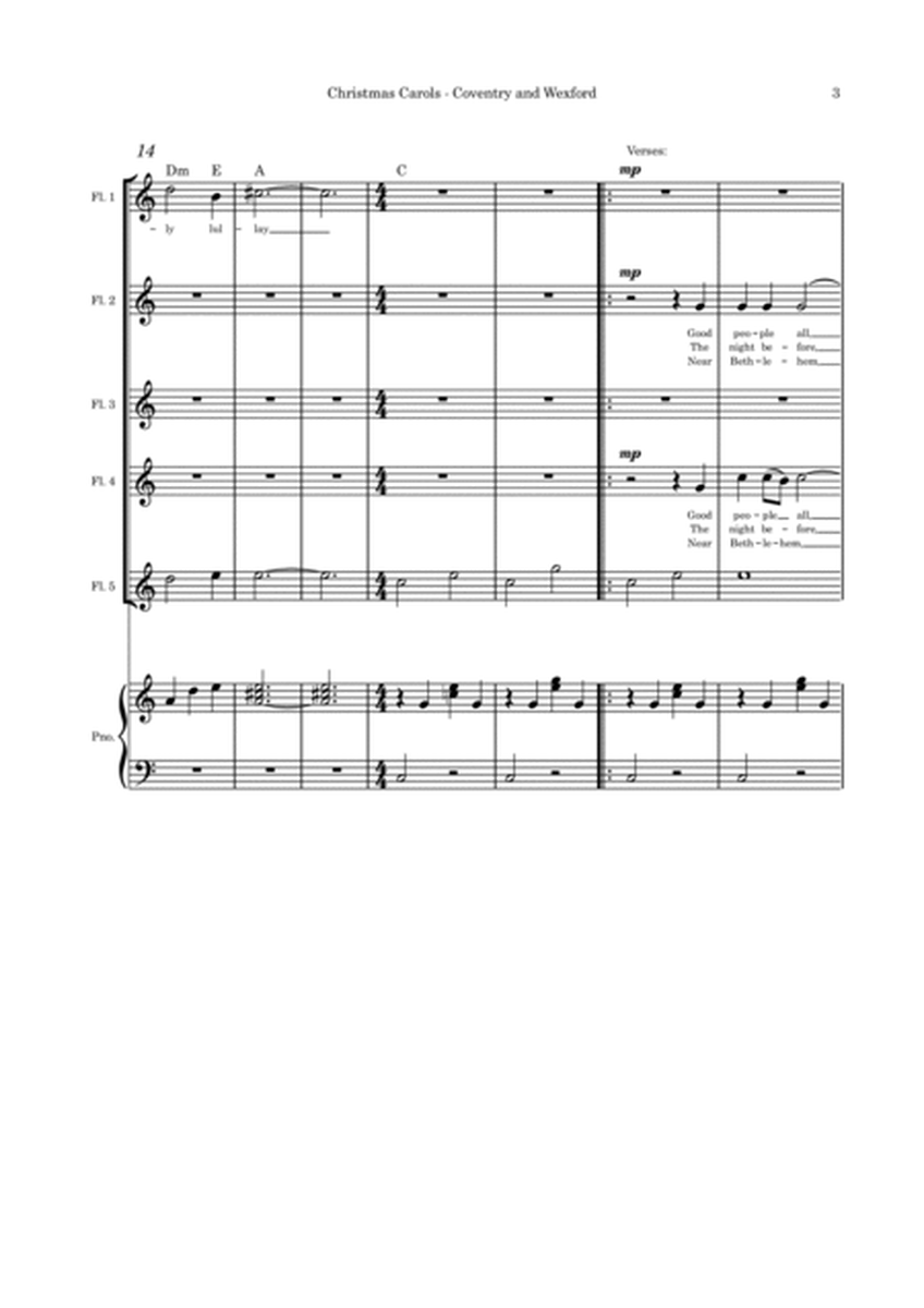 Christmas Carols (Coventry and Wexford) Flute quintet and piano image number null