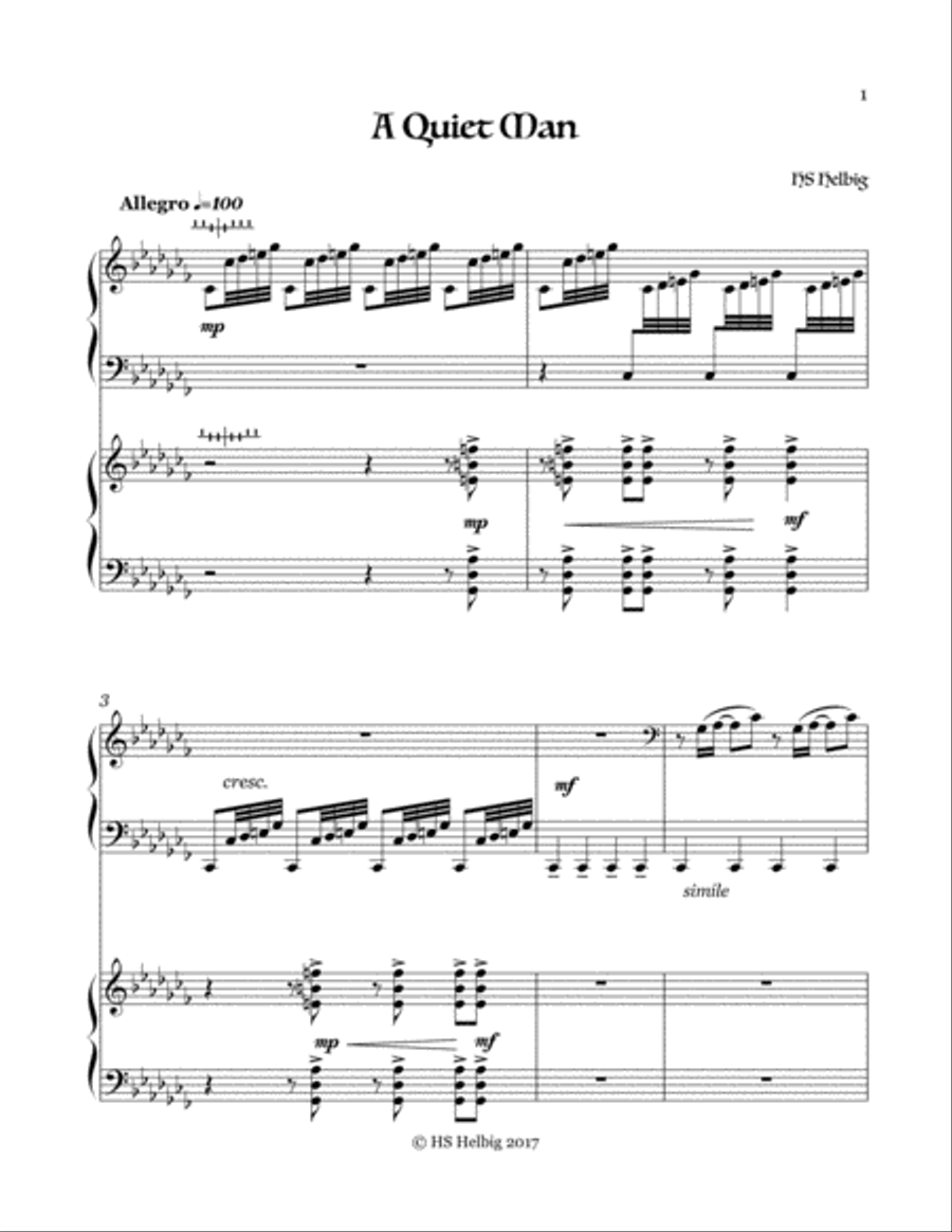 A Quiet Man- Pedal Harp Duet Pedal Harp scores gallery preview page 1