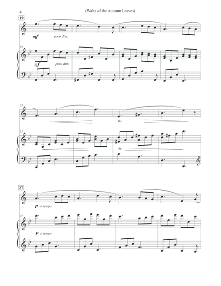 Waltz of the Autumn Leaves - Clarinet & Piano Clarinet Solo scores gallery preview page 4
