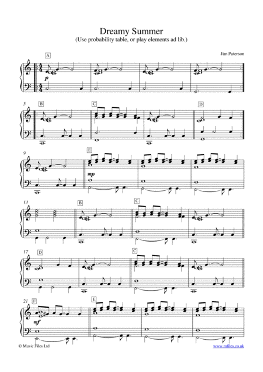 Dreamy Summer Piano Solo scores gallery preview page 1