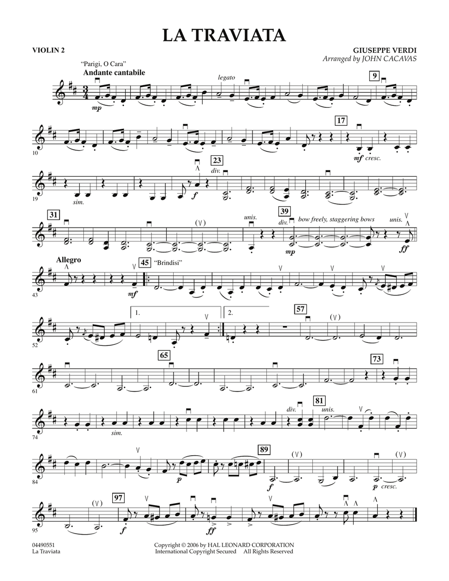 La Traviata - Violin 2 Orchestra scores gallery preview page 1