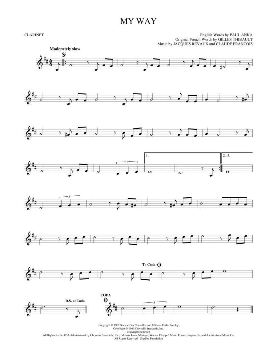 My Way Clarinet Solo scores gallery preview page 1