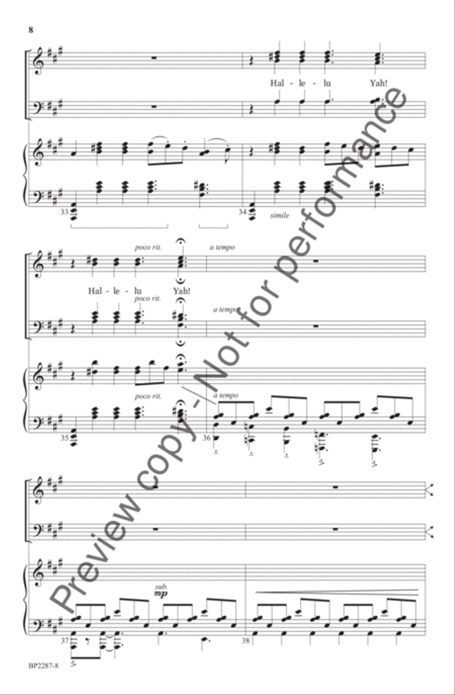 Hallelu Yah: Three Psalms of Praise III. Psalm 150 4-Part scores gallery preview page 9