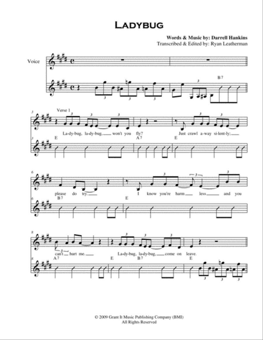 Ladybug Ladybug Piano, Vocal, Guitar scores gallery preview page 2