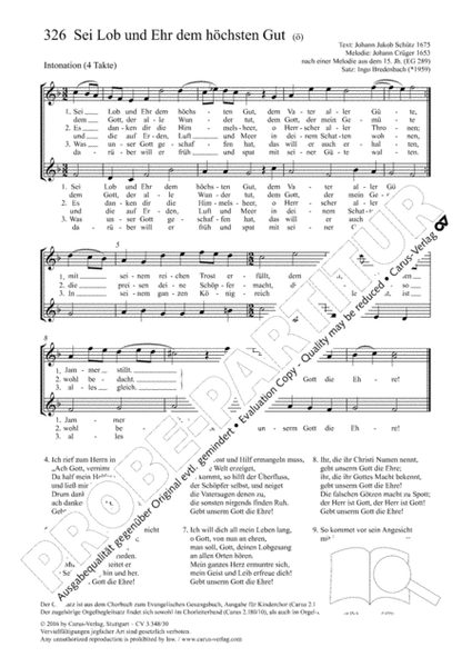 The highest good be praise and glory (Sei Lob und Ehr dem hochsten Gut)